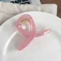 Translucent jelly pink claw clip with metal spring for minimalist hair styling - Small Cross