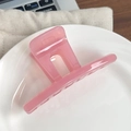 Minimalist jelly pink hair claw clip in translucent resin for a versatile styling accessory - Linear