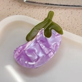 Graziosa clip per capelli a forma di melanzana in acetato viola lucido - Melanzana