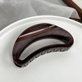 Dark wood grain hollow hair claw clip in a half-moon crescent shape for women - Dark Brown-Crescent