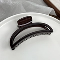 Dark brown wood grain hollow hair claw clip in a minimalist crescent-shaped design - Dark Brown-Semi-Circular
