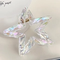 Iridescent candy color pentagram hair claw clip with holographic finish and metal spring - White