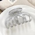 Elegant large silver glitter shark hair claw clip for a sophisticated sparkling look - Pumpkin Shaped