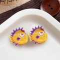 Paio di divertenti mollette per capelli in acrilico a forma di pesce palla giallo e viola - Stile Giallo / Pesce Tropicale Giallo