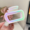 Iridescent pearl square hair claw clip with colorful gradient finish for women - Gradient Cyan - Square