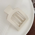 Matte cream large square hollow hair claw clip for women in a minimalist geometric style - White 9.3cm
