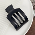 Matte black hollow square hair clip with minimalist rectangular duckbill design - Black 9.3cm