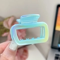 Square gradient hair claw clip in iridescent light blue and pale yellow finish - Gradient Blue - Square
