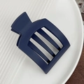Matte navy blue rectangular hollow hair claw clip in large size for thick hair - Blue 9.3cm