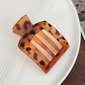 Matte tortoiseshell leopard pattern square hair clip for women with elegant design - Matte Amber 9.3cm