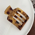 Minimalist rectangular hollow hair clip with elegant brown tortoiseshell texture pattern - Matte Leopard 9.3cm