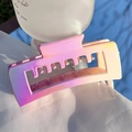 Large square claw clip with pink and purple gradient pearlescent finish for women - Square / Gradient Purple