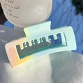 Gradient rectangular claw clip with pastel yellow, pink, and blue pearlescent finish - Square / Gradient Blue