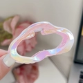 Iridescent pink gradient square hair claw clip with aurora finish and wavy design - Gradient Yellow Purple-Cloud Small