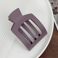 Matte purple hollow rectangular hair claw clip with minimalist frosted finish for women - Purple 9.3cm