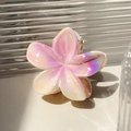 Iridescent plumeria flower hair claw clip with pink pearlescent finish and gold spring - Small Flower / Gradient Purple