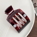Deep burgundy square matte hair clip with black dot pattern and hollow design - Shiny Reddish Brown 9.3cm