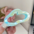 Minimalist sky blue cloud hair claw clip with iridescent finish and wavy hollow design - Gradient Blue-Cloud Small