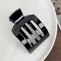 Glossy black rectangular hair clip with vertical hollow stripes for thick hair - Shiny Black 9.3cm