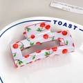 Medium square hair claw clip featuring cute red cherry print on white resin finish - Cherry