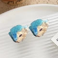 Zwei süße Haarklammern aus Acryl mit blauem Wellenmuster und Marmor-Textur - Cyanfarbene Schnecke