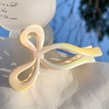 Pince à cheveux élégante en forme de nœud, jaune crème irisé sur tissu doux - Nœud / Dégradé Jaune Rose