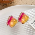 Cute pink and yellow gradient seashell acrylic hair claw clip for a sweet hairstyle - Orange Conch
