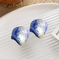 Pair of cute mini shell acrylic hair claws with blue and white pearlescent finish - Blue Conch