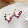 Cute pink and white cartoon animal acrylic hair claw clips set in sweet Korean style - Little Hermit Crab