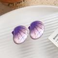 Cute purple shell acrylic hair claw clip with iridescent pearl finish for women - Purple Shell