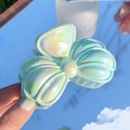 Pinza de pelo con lazo de sirena e irisaciones perladas en colores pastel degradados - Lazo-4 (Verde Menta Irisado)