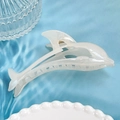 Delfinförmige Haarklammer in perlweißem Gelee-Finish für Damen und Mädchen - Cremeweißer Delfin