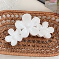 Driedelige set elegante parelwitte bloemhaarklemmen gepresenteerd in een gevlochten mand - Wit