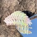 Pearlescent leaf hair claw clip with colorful gradient finish for half-up hairstyles - Gradient Cyan-Leaf
