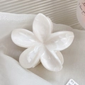 Elegant cream white flower hair claw clip with pearlescent texture for women - White