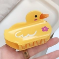 Pince à cheveux canard jaune mignon avec motif floral pour coiffures de femmes - Canard jaune