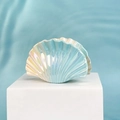 Iridescent seashell hair claw clip with gradient blue pearl finish for summer beach styling - Gradient Blue - Small Shell