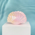 Iridescent pink shell-shaped hair claw clip with pearlescent oceanic design for women - Gradient Yellow Pink - Small Shell