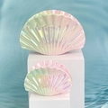 Iridescent pink and green shell hair claw clips with pearlescent finish and sea wave design - Gradient Cyan - Shell Set