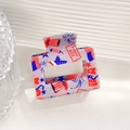 Square hollow hair claw with patriotic USA star and stripe pattern in frosted resin - Square