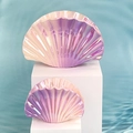 Pearlescent gradient shell hair claw clip in purple and pink tones on blue water background - Gradient Purple - Shell Set
