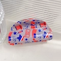 Patriotic semi-circle hair claw clip with USA stars and stripes pattern design - Semi-circle