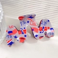 Patriotic wave-shaped hair claw clip with red white and blue USA festive patterns - M-Shaped