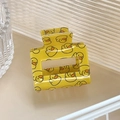 Rechteckige Haarklammer mit gelbem Entenmuster und hohlem minimalistischem Design - Quadratisch