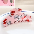Pince à cheveux rose avec motif de paresseux mignon et finition en acrylique brillant - Croissant de lune