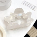 Perlmutt-milchweißes Haarklammer-Set mit Wellenform und Stern-Ausschnitt-Design - Irisierendes Weiß