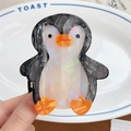 Molletta per capelli a forma di pinguino in acetato con finitura marmorizzata nera e becco - Pinguino