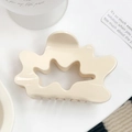 French style wave cloud hair claw clip in cream beige acetate with hollow design - Off White