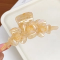 Molla per capelli in acetato ambra con doppie fioriture 3D ed un effetto perlescente - Arancione Iridescente