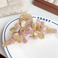 Pinza per capelli a fiore in acetato con sfumatura rosa e viola per acconciature - Giallo Verde Floreale